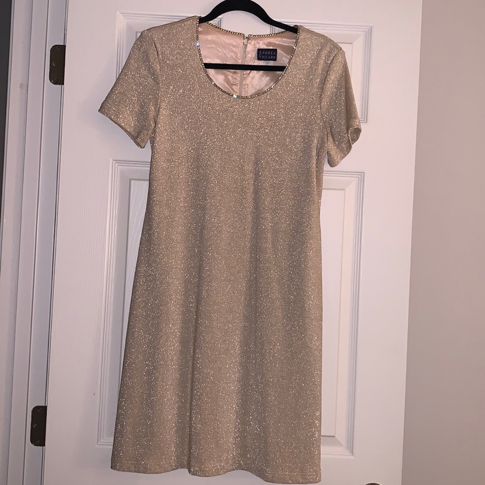 Vintage gold short sleeve shimmery dress